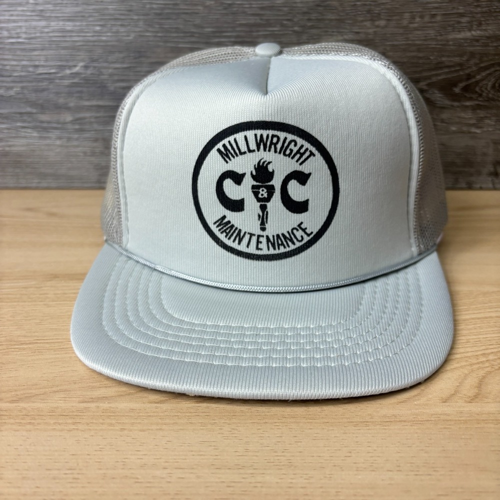 Vintage C & C Millwright Hat Cap SnapBack Gray Trucker Adjustable